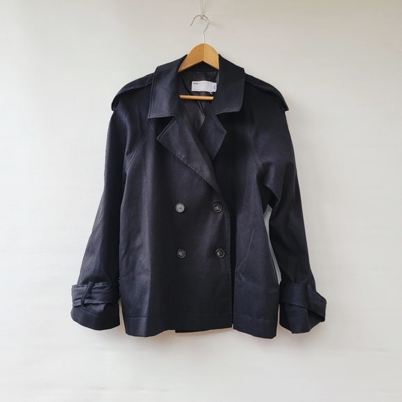ASOS Jacket Womens 6 Black Waist Length Lightweight Oversized Relaxed Trench - Picture 16 of 16